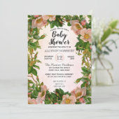 Vintage Matig Koraal Botanisch Baby shower Kaart (Staand voorkant)