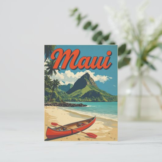 Vintage Maui Hawaii Travel Briefkaart (Staand voorkant)