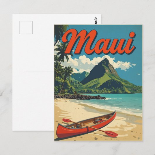 Vintage Maui Hawaii Travel Briefkaart (Voorkant / Achterkant)