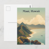 Vintage Maui, Hawaii Travel Illustration Briefkaart (Voorkant / Achterkant)
