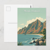 Vintage Maui, Hawaii Travel Illustration Briefkaart (Voorkant / Achterkant)