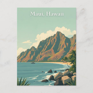 Vintage Maui, Hawaii Travel Illustration Briefkaart
