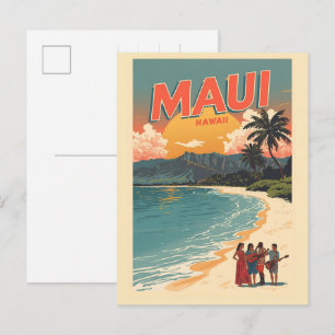 Vintage Maui hawaii tropisch strand souvenirs cade Briefkaart
