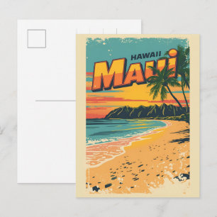 Vintage Maui hawaii tropisch strand souvenirs cade Briefkaart