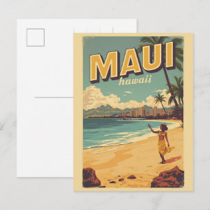 Vintage Maui hawaii tropisch strand souvenirs cade Briefkaart