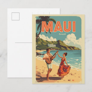 Vintage Maui hawaii tropisch strand souvenirs cade Briefkaart