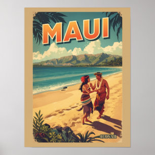Vintage Maui hawaii tropisch strand souvenirs cade Poster