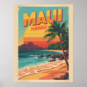 Vintage Maui hawaii tropisch strand souvenirs cade Poster