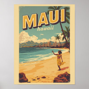 Vintage Maui hawaii tropisch strand souvenirs cade Poster