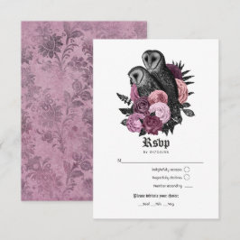 Vintage Mauve Uilen Gotische Bruiloft RSVP Kaartje