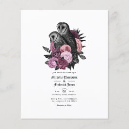 Vintage Mauve Uilen Gotische Trouw Uitnodiging Flyer