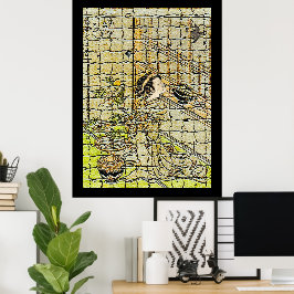 Vintage May Koekoek met Modern Kunst Poster