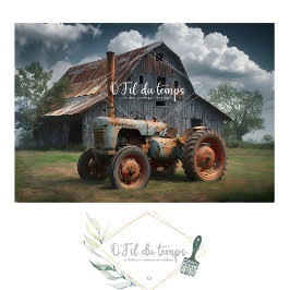 Vintage McCormick-Deering Tractor And Old Barn Tissuepapier