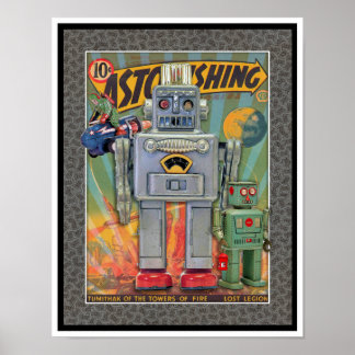 VINTAGE MCM SPACE TOYS PRINT