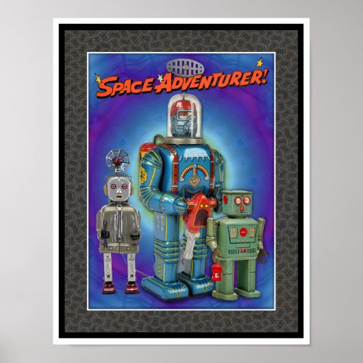 VINTAGE MCM SPACE TOYS PRINT (Voorkant)