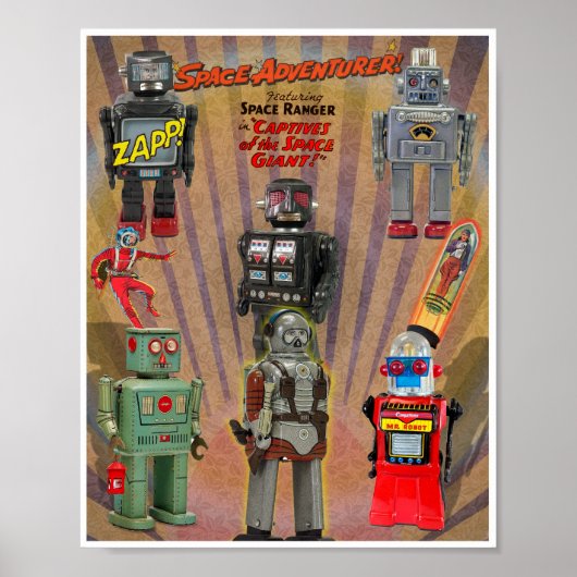 VINTAGE MCM SPACE TOYS PRINT (Voorkant)