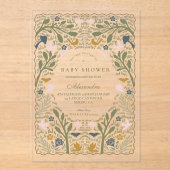 Vintage Meadow Folk Baby Shower Acryl Uitnodigingen (Voorkant)