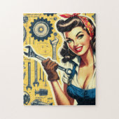 Vintage Mechanic Pin-up Legpuzzel (Verticaal)