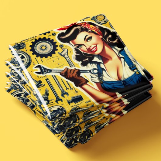 Vintage Mechanic Pin-up Magneet