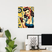 Vintage Mechanic Pin-up Poster (Thuiskantoor)