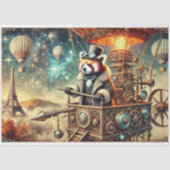 Vintage Mechanische Rode Panda Reis Decoupage Tissuepapier (Voorkant)