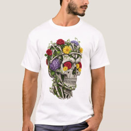 Vintage medical anatomy skull flower  t-shirt