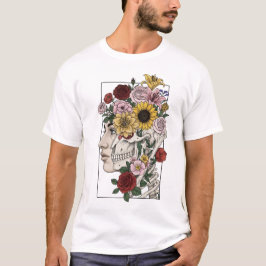 Vintage Medische Anatomie Schedel Bloem Dokter  T-shirt