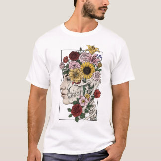 Vintage Medische Anatomie Schedel Bloem Dokter T-shirt