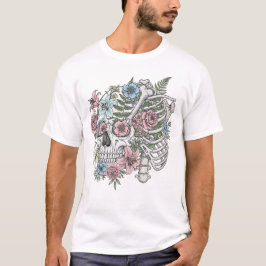 Vintage medische anatomie schedel bloem  t-shirt