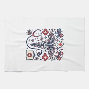 Vintage Medische Caduceus Patriottische Verpleegst Theedoek