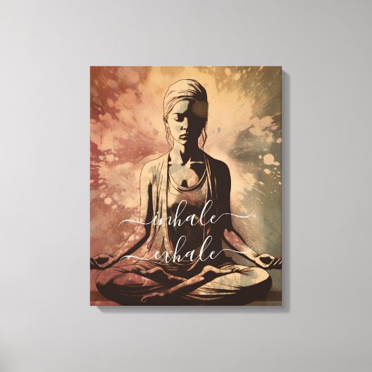 Vintage Mediterende Meisje Inhaleer Uthalem Yoga Canvas Afdruk (Voorkant)
