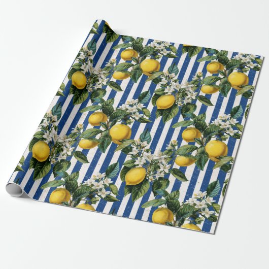 Vintage Mediterranean Lemons Decoupage Cadeaupapier (Uitgerold)