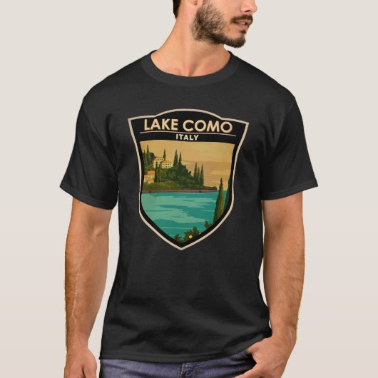Vintage meer Como Italië T-shirt (Voorkant)
