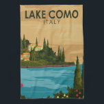 Vintage meer Como Italië Theedoek<br><div class="desc">Het vectorkunstontwerp van het meer Como. Het Como-meer in de regio Lombardije in Noord-Italië is een grootschalig gebied dat bekend staat om zijn dramatische landschap,  dat tegen de voet van de Alpen is geplaatst.</div>