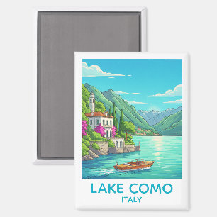 Vintage Meer van Como Italië Reisillustratie Magneet