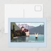 Vintage meer van het kasteel van Genève Briefkaart (Voorkant / Achterkant)