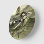 Vintage meerminafbeelding ronde klok (Hoek)