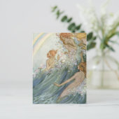 Vintage - Meerminnen en een Regenboog, Briefkaart (Staand voorkant)