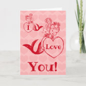 Vintage meerminValentijnsdag Feestdagen Kaart (Voorkant)