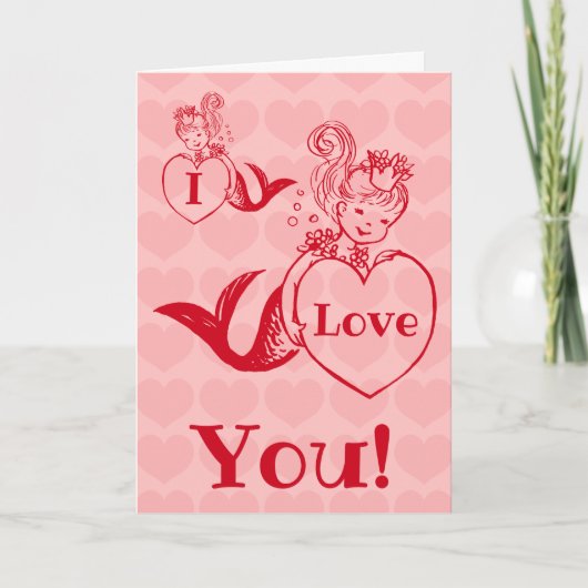Vintage meerminValentijnsdag Feestdagen Kaart (Voorkant)