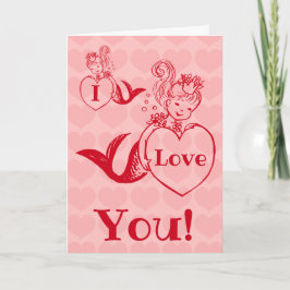 Vintage meerminValentijnsdag Feestdagen Kaart