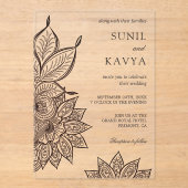 Vintage Mehendi Henna Indian Wedding Invitation Acryl Uitnodigingen (Voorkant)