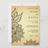 Vintage Mehendi Henna Indian Wedding Invitation Kaart (Voorkant)
