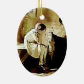Vintage Meisje bij Openhaard Ornament (Achterkant)