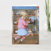 Vintage - Meisje en poppenhuis, Kaart (Voorkant)