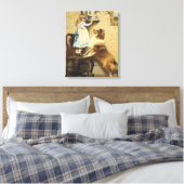 Vintage Meisje en Sheltie Hond Kunst Geheim Plek Canvas Afdruk (Insitu (Slaapkamer))