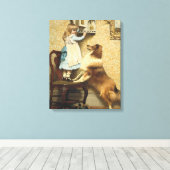 Vintage Meisje en Sheltie Hond Kunst Geheim Plek Canvas Afdruk (Insitu (Houten vloer))