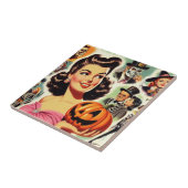 Vintage meisje Halloween illustratie Tegeltje (Zijkant)