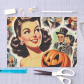 Vintage meisje Halloween illustratie Tissuepapier (Craft)