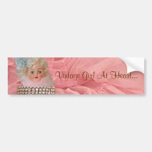 Vintage Meisje in Hart... Bumpersticker (Voorkant)